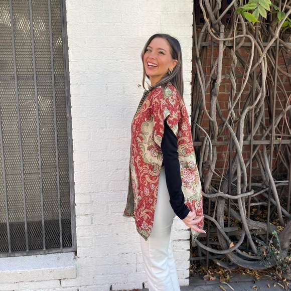 South African Floral bohemian tapestry jacket / one size - Picture 3 of 6